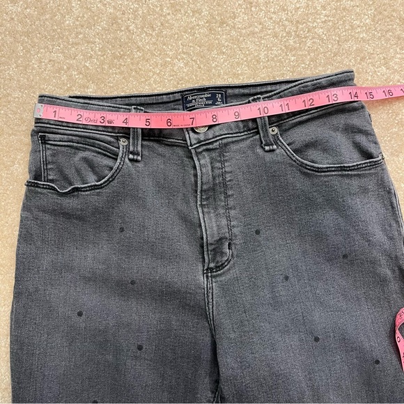 Abercrombie & Fitch Simone High Rise Ankle Denim Womens 28 Black Dots Raw Hem - Picture 6 of 8